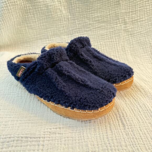 LL Bean Cozy Slipper Slides Size 8 Navy Blue Fleece - Picture 12 of 12